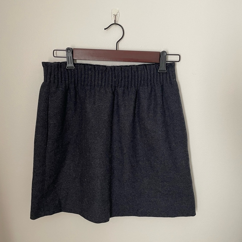 J. Crew Wool Blend Herringbone Skirt in Charcoal